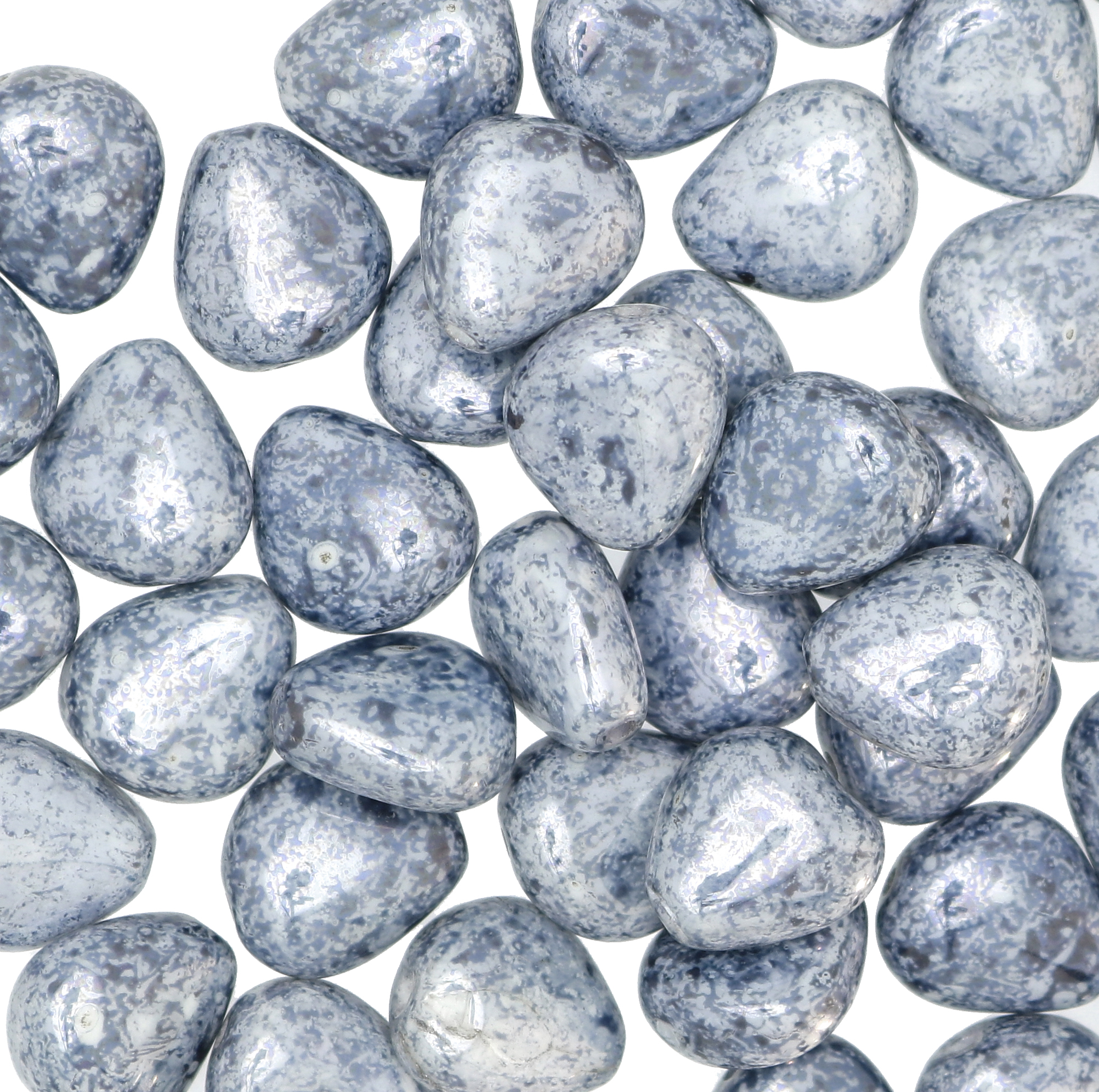 Sasso triangolare, 12x11 mm., Blu marmorizzato