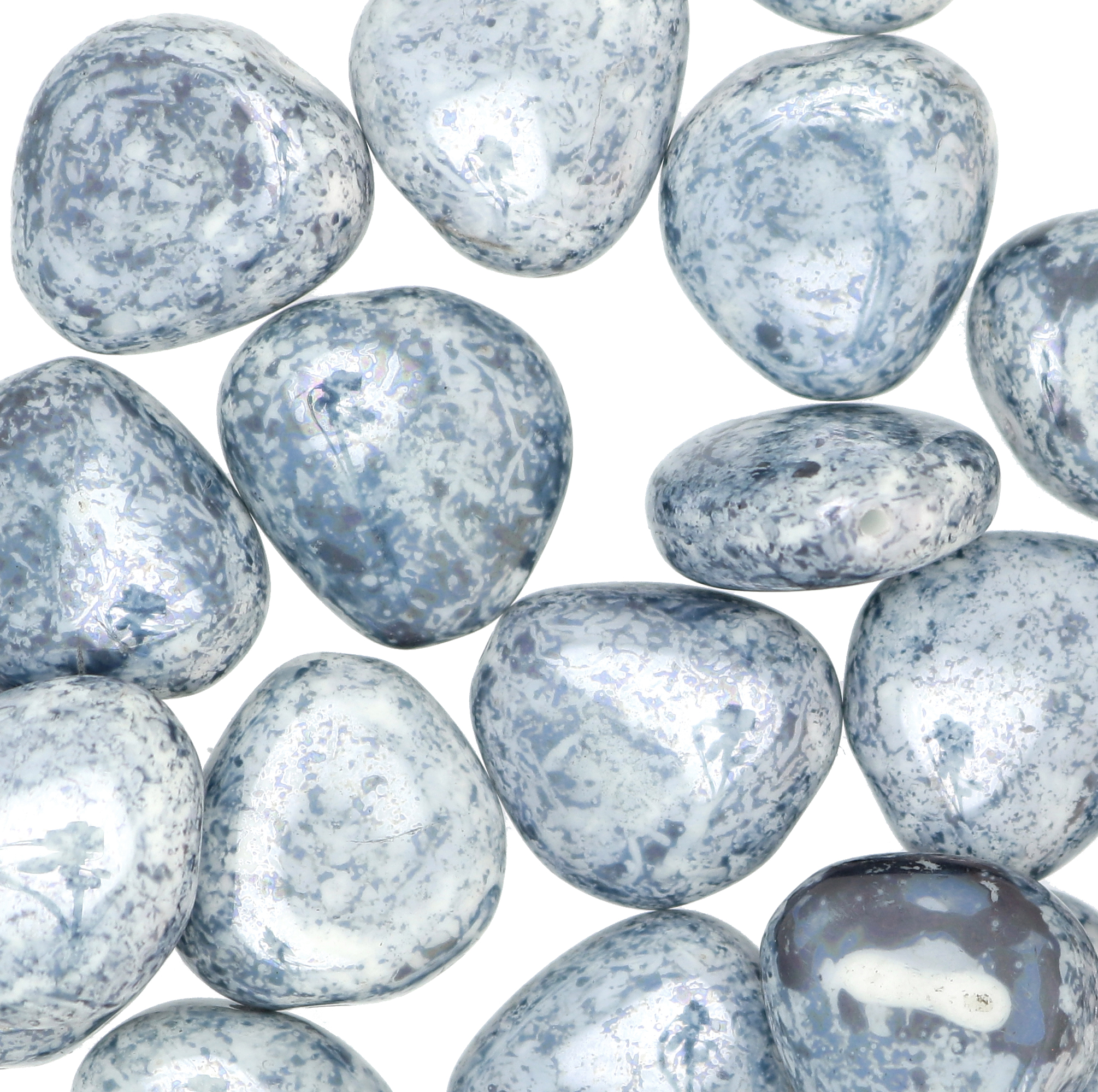 Sasso triangolare, 18x17 mm., Blu marmorizzato