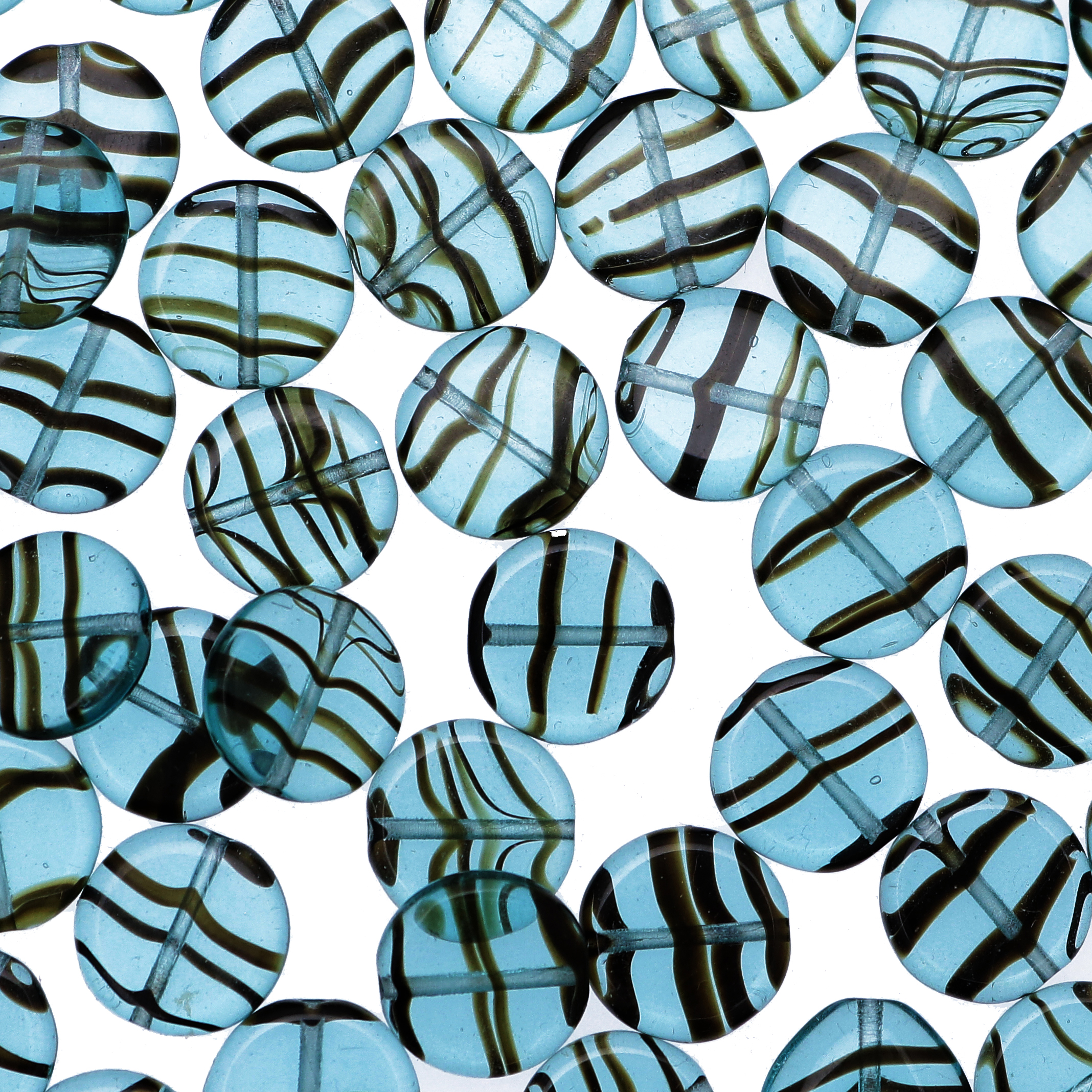 Tondo piatto, 12 mm., Indicolite striato con marrone