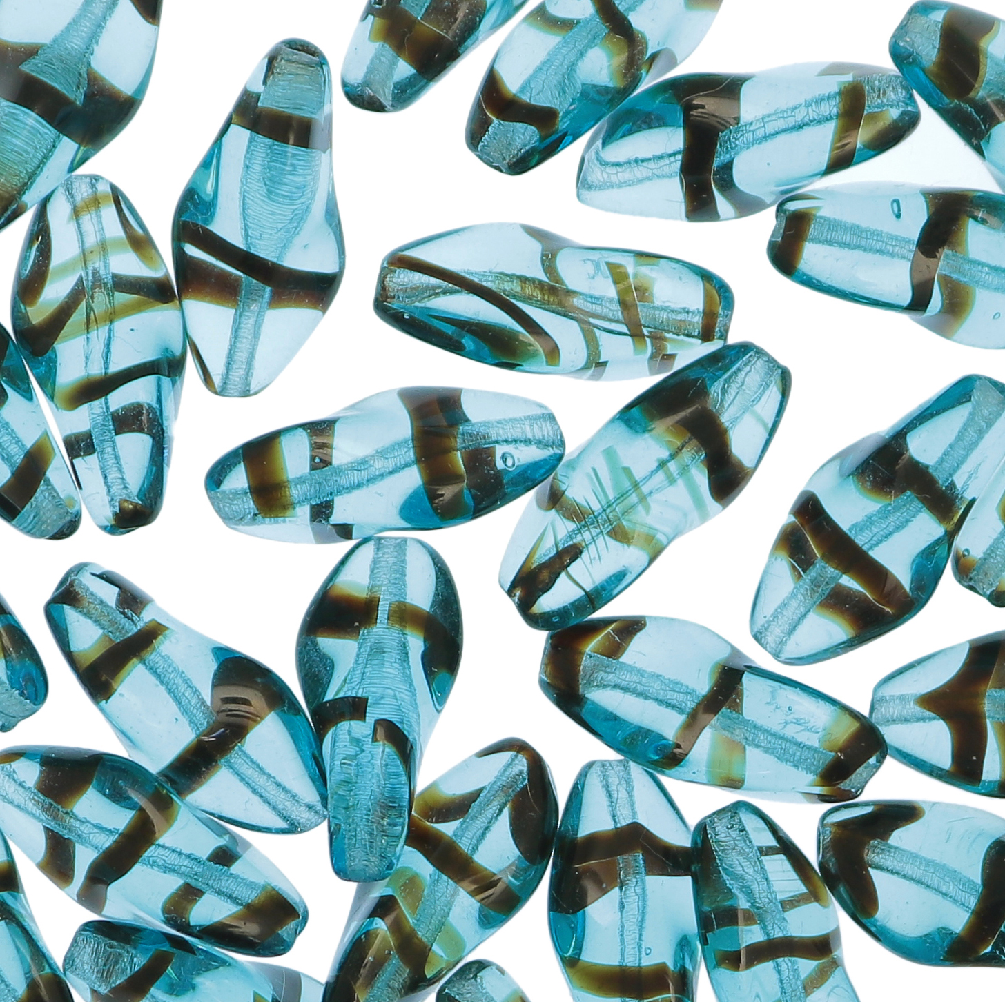 Torciglione, 19x10 mm., Indicolite striato con marrone