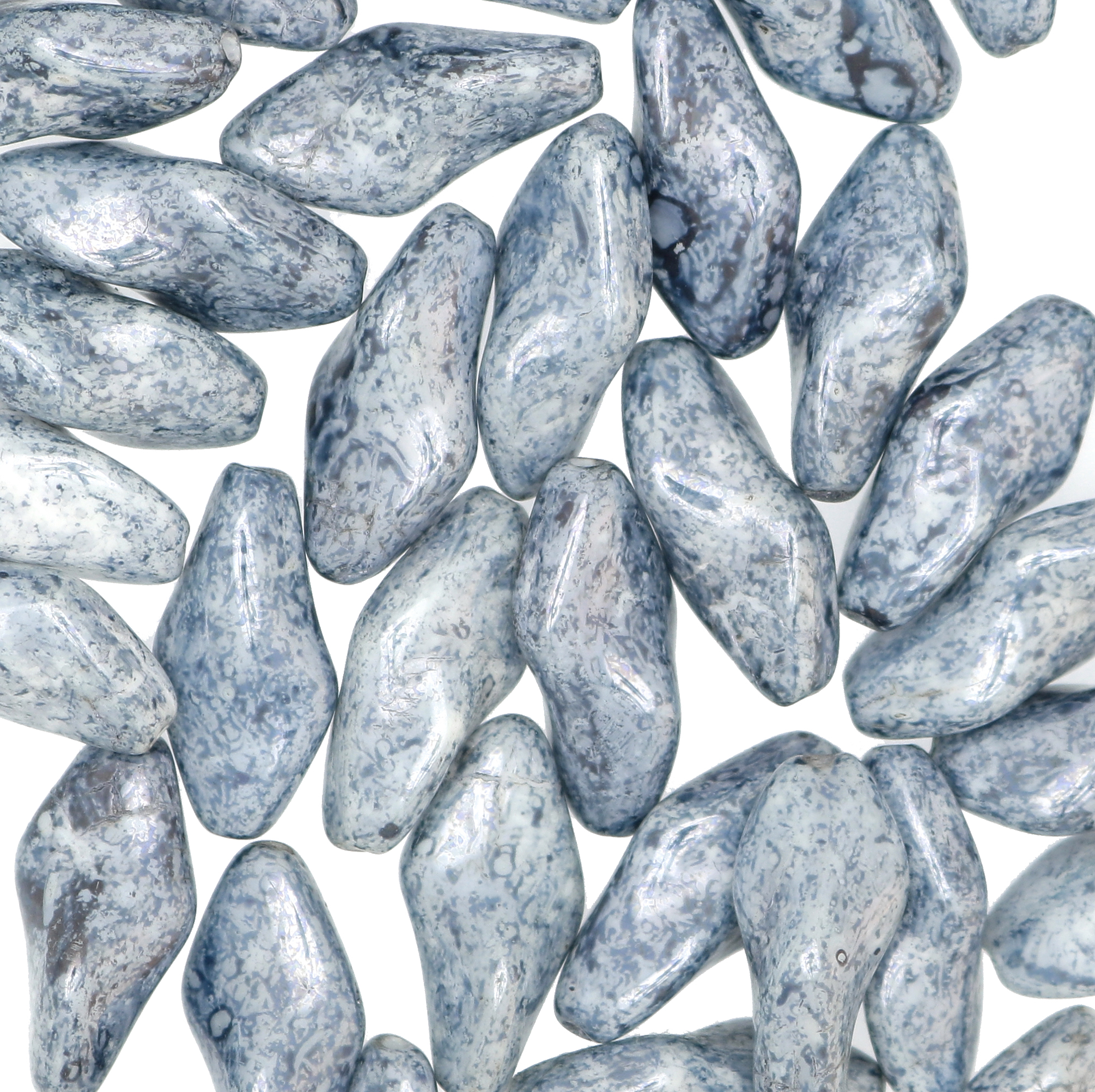 Torciglione, 19x10 mm., Blu marmorizzato