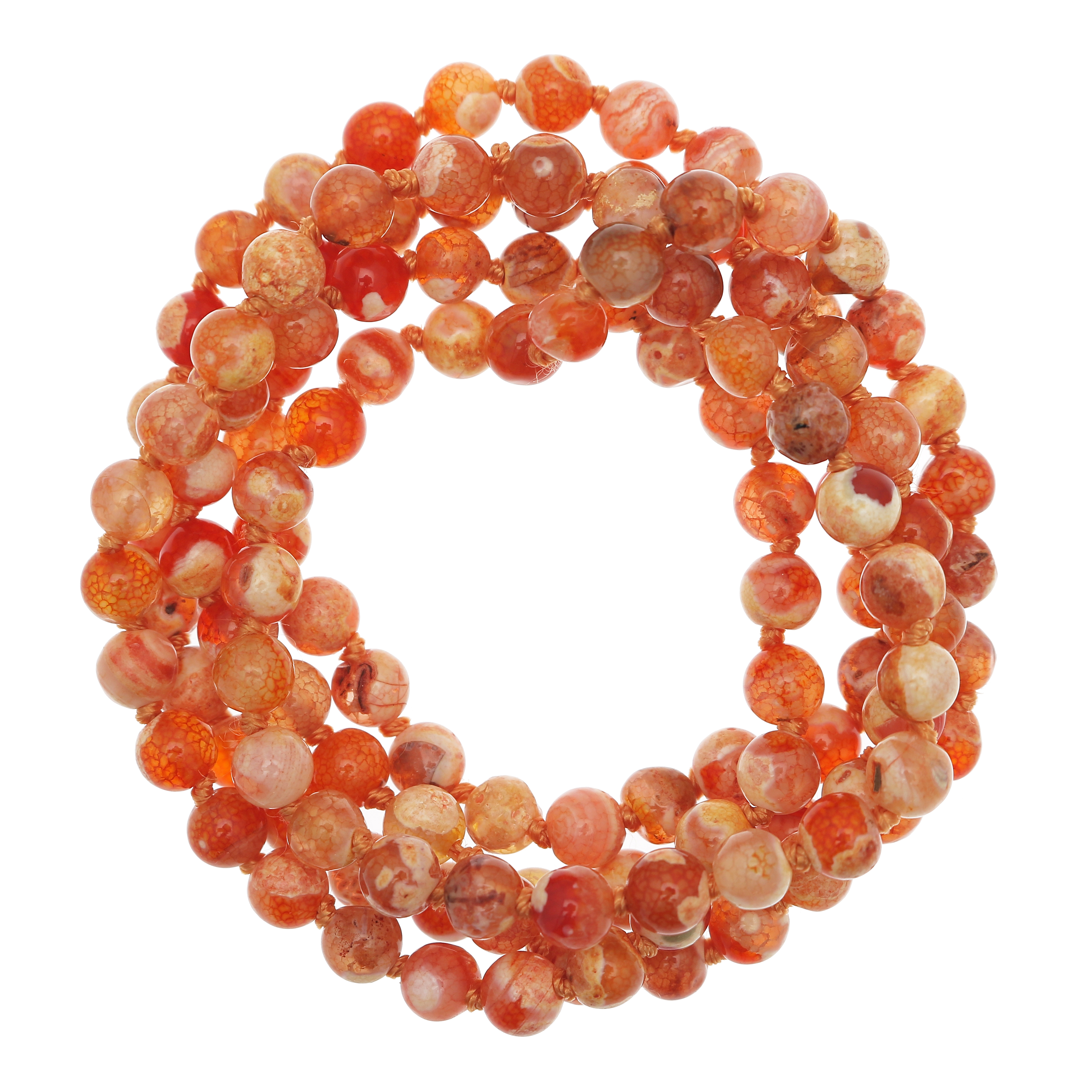 Collana di palline in vetro, effetto pietra dure, diam. 6 mm., colore TONALITA' ARANCIO