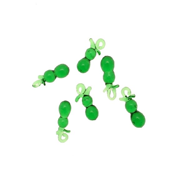 Cetriolo in vetro colorato, con anello in vetro, 6x15 mm., Verde