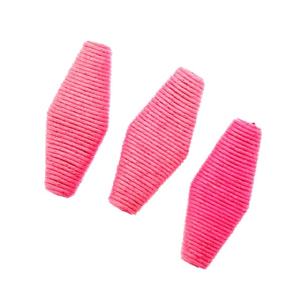 Rombo piatto in corda incollata, 48x22 mm., Fucsia