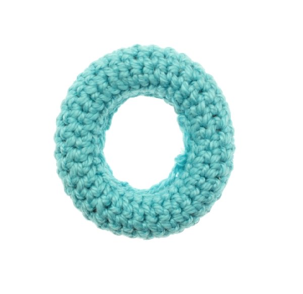 Anello in cotone all'uncinetto, 36 mm., Turchese