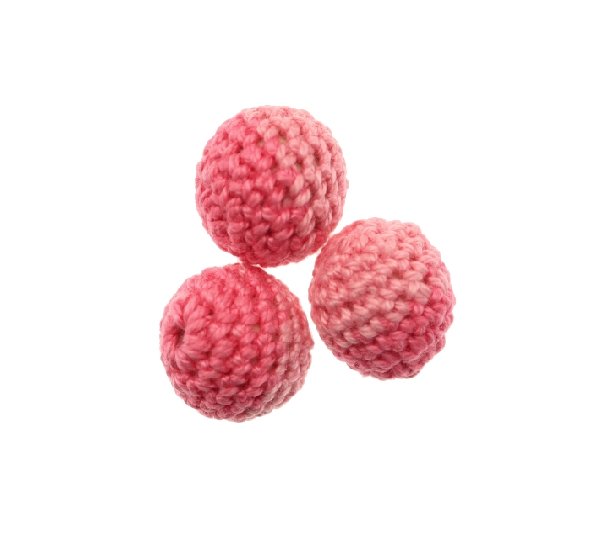 Palla in cotone all'uncinetto, bicolore, Rosa + Rosa chiaro