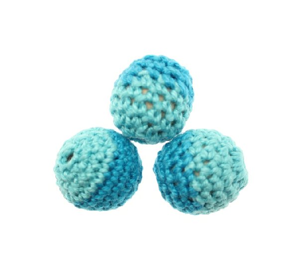 Palla in cotone all'uncinetto, bicolore, Azzurro Chiaro + Turchese