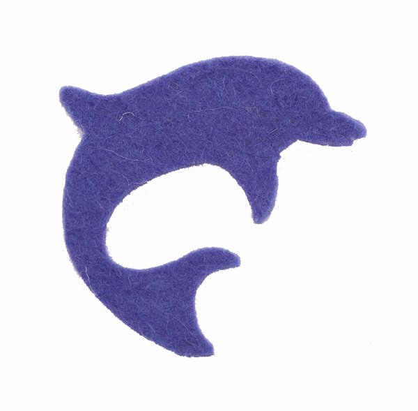 Delfino piatto in feltro, 50x42 mm.