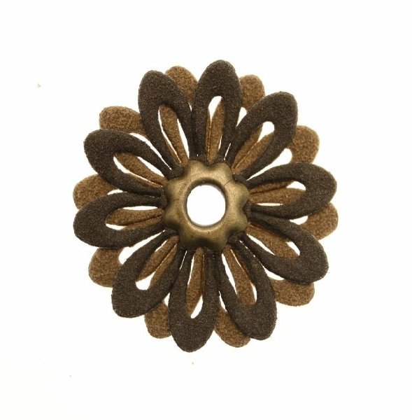 Fiore doppio piatto, 35 mm., in ecopelle, colore Marrone chiaroMarrone