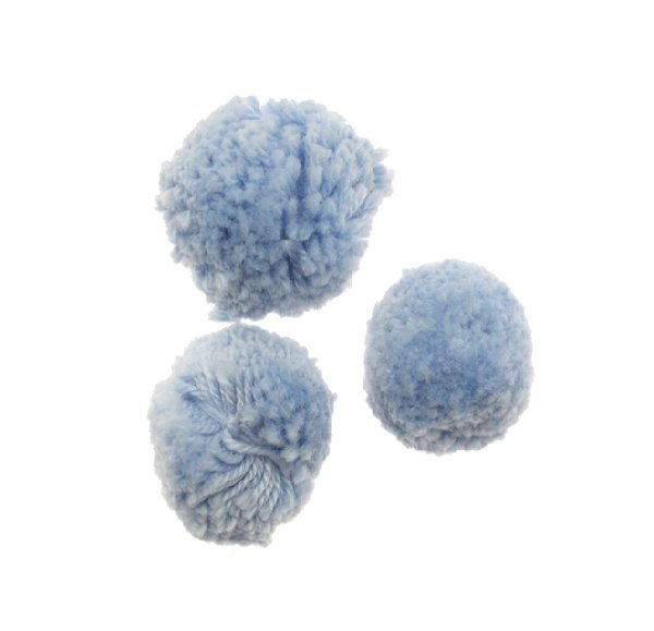 Pon pon in cotone, la misura dei pon pon può variare dai 25 ai 30 mm., Zaffiro chiaro