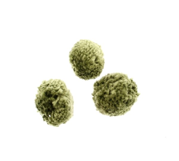 Pon pon in cotone, la misura dei pon pon può variare dai 25 ai 30 mm., Verde Oliva