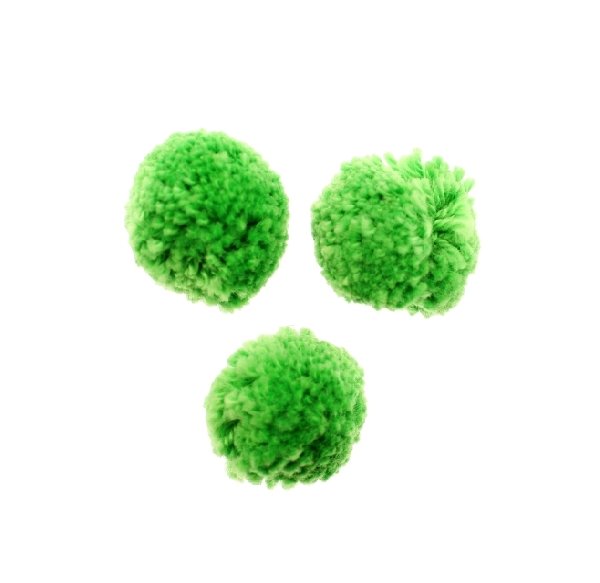 Pon pon in cotone, la misura dei pon pon può variare dai 25 ai 30 mm., Verde Peridot
