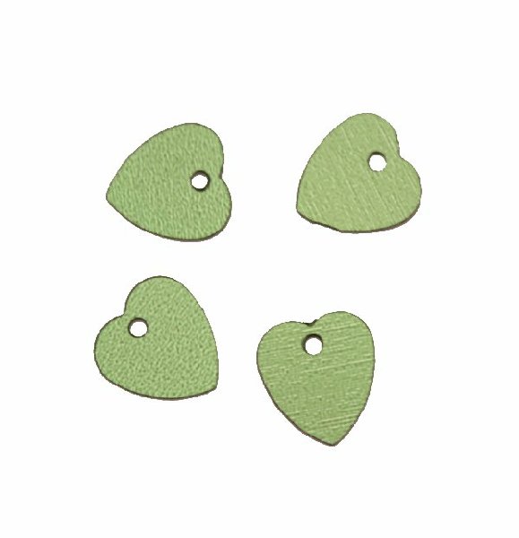 Paiettes a forma di cuore sottilissime con foro in alto, 10 mm., Verde metallizzato
