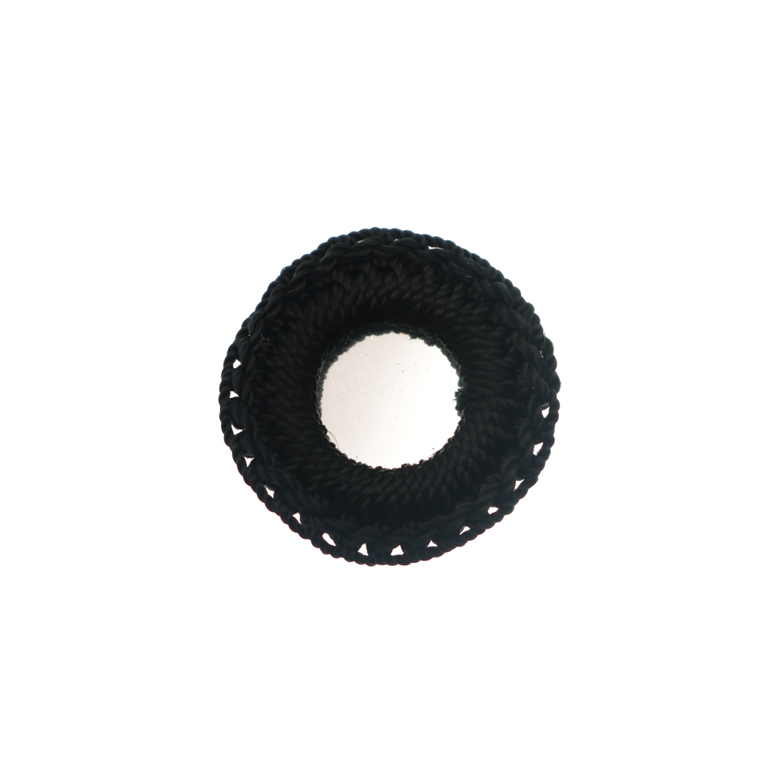 Paiette a specchio con cornice uncinetto, 20 mm., colore Nero