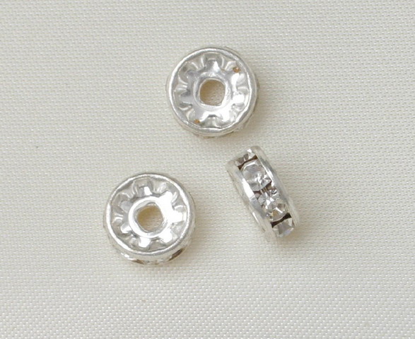 Rondella strass, 8 mm., base  Argento Chiaro