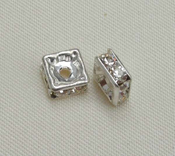 Rondella strass quadrata, 8 mm., colore strass Crystal
