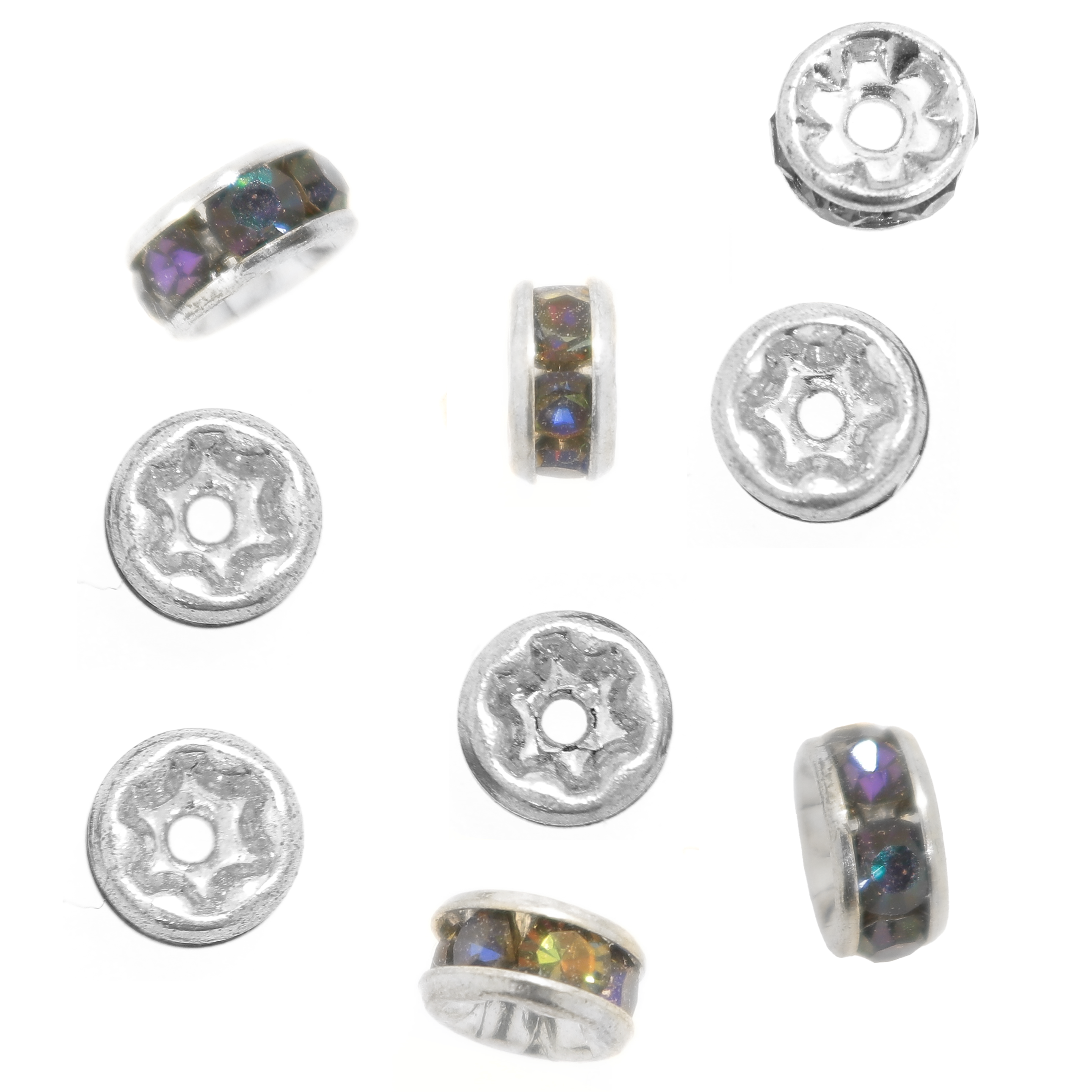 Rondella strass, 4,5 mm., base Rodio
