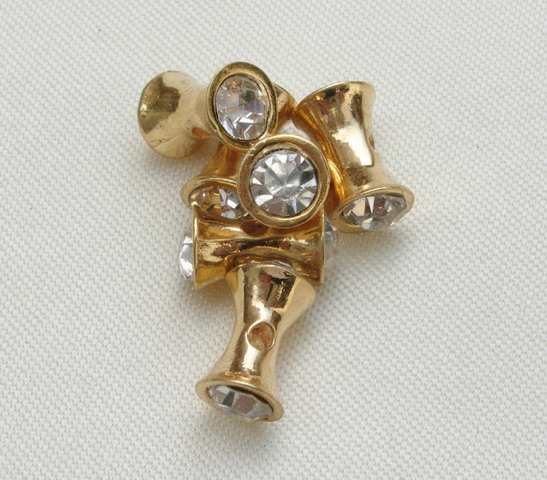 Tubo con strass laterale e foro centrale, 8 mm., colore Oro lucido, colre strass Crystal