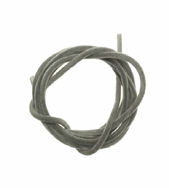 Striscia in caucciù tubolare ricoperta di velluto, lunga 85 cm., diametro 2 mm., colore Grigio chiaro