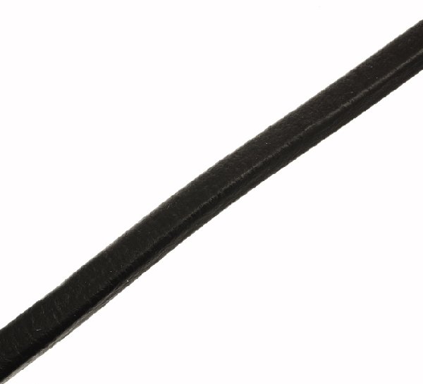 Cordoncino grosso in cuoio, alto 10 mm., spesso 5,6 mm., colore Nero