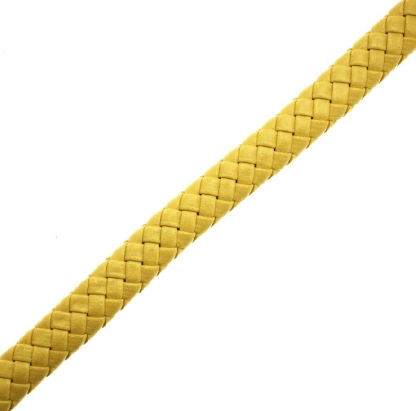 Cordoncino piatto grosso intrecciato in pelle sintetica, largo 10 mm., alto 4,5 mm., colore Giallo