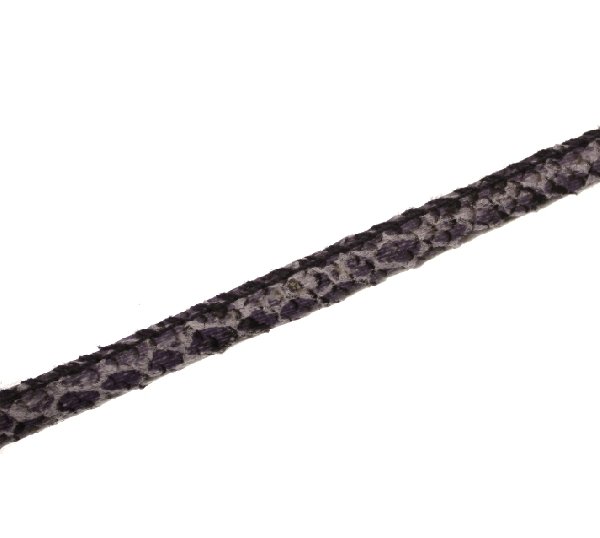 Cordoncino tubolare in pelle con cucitura laterale in vista, diametro 4mm., colore Viola pitonato
