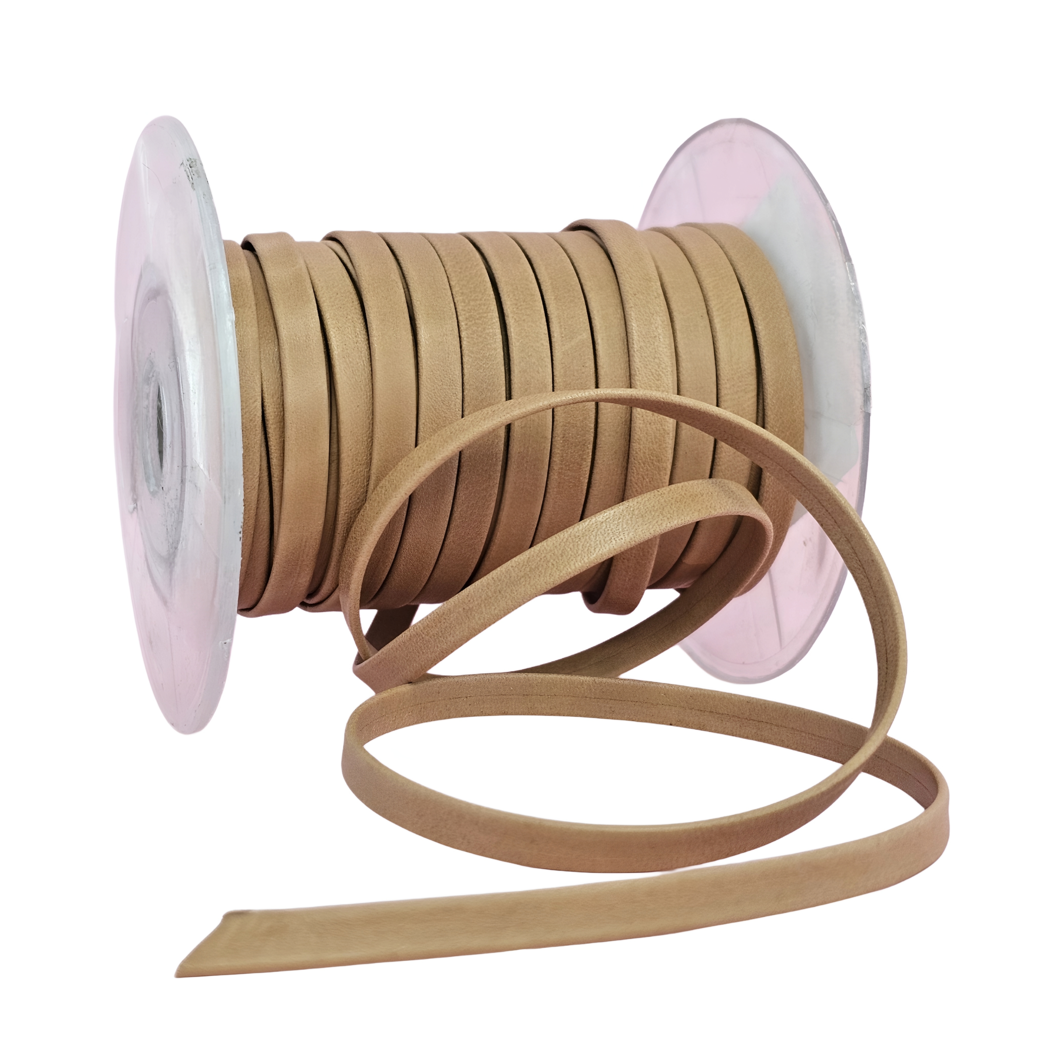 Cordoncino piatto in eco pelle, largo 5 mm., colore Beige