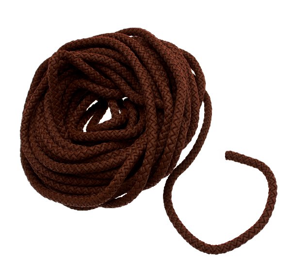 Cordoncino tubolare intrecciato, sintetico, diametro 5 mm., colore Cioccolato