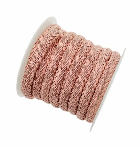 Cordoncino tubolare intrecciato, sintetico, diametro 8x10 mm., colore ROSA