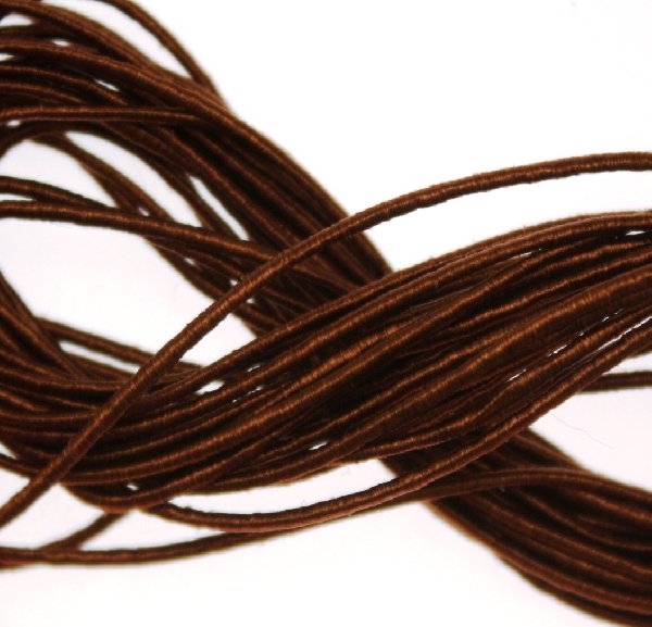 Cordoncino rivestito in viscosa, spessore 1 mm, colore Marrone