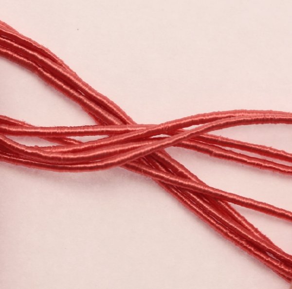 Cordoncino rivestito in viscosa, spessore 1 mm, colore Corallo rosa scuro