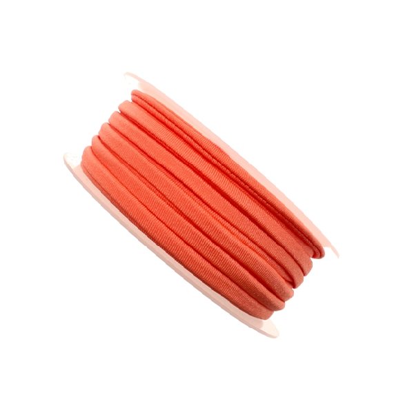Nastro in lycra tubolare, spessore 5 mm., con cucitura a vista a lato, colore Arancione fluo