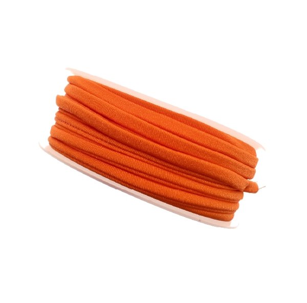 Nastro in lycra tubolare, spessore 5 mm., con cucitura a vista a lato, colore Arancione