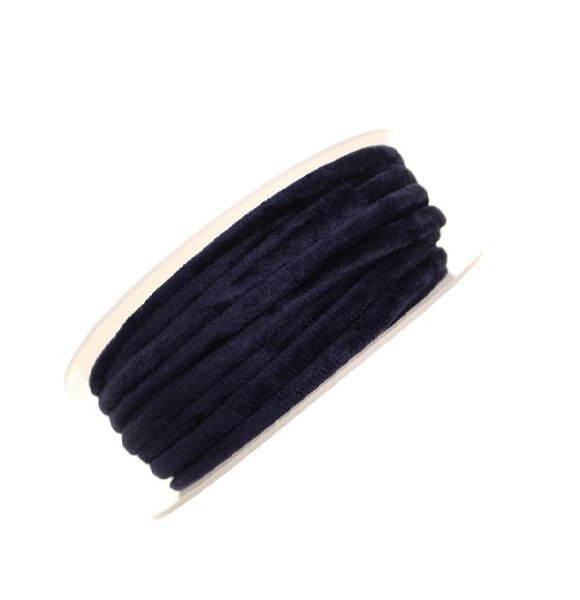 Nastro in lycra tubolare, spessore 5 mm., con cucitura a vista a lato, colore Blu elettrico effetto velluto