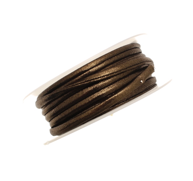 Nastro in lycra tubolare, spessore 5 mm., con cucitura a vista a lato, colore Bronzo metallizzato