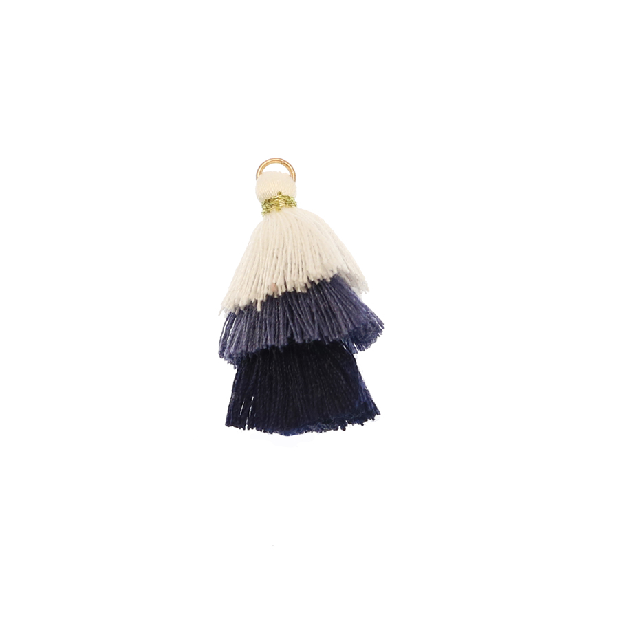 Nappina in cotone, lunghezza 35 mm., colore BIANCO - AVIO - BLU