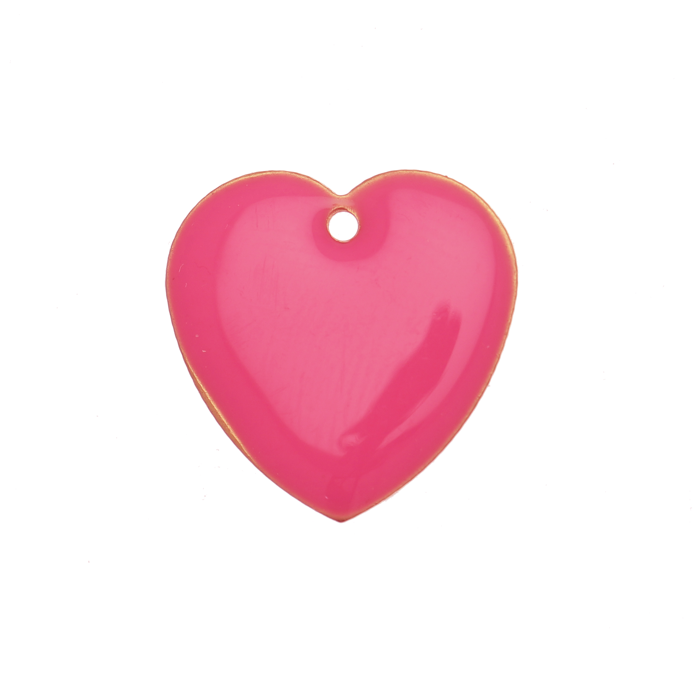 Ciondolo a Cuore, 15x15 mm., smaltato Fucsia