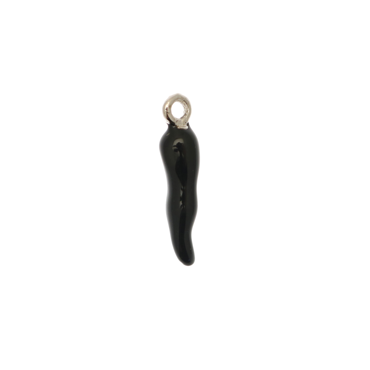 Ciondolo a Corno tridimensionale, 4x20 mm., smaltato Nero