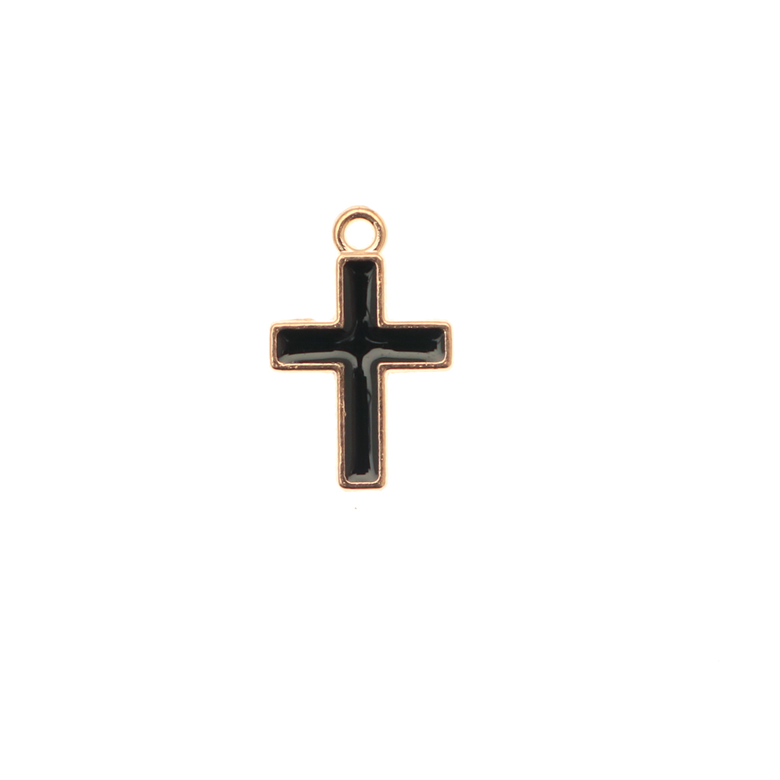 Ciondolo a forma di Croce, 11x16 mm., colore smalto Nero