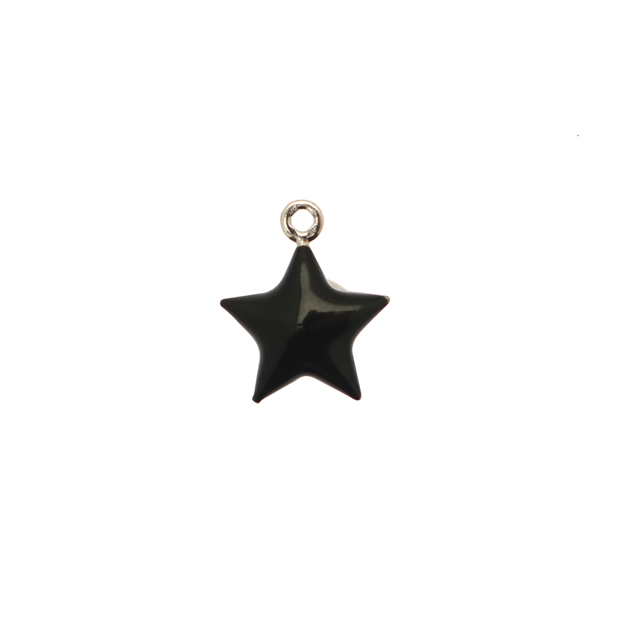 Ciondolo a Stella tridimensionale, 12x15 mm., smaltato Nero