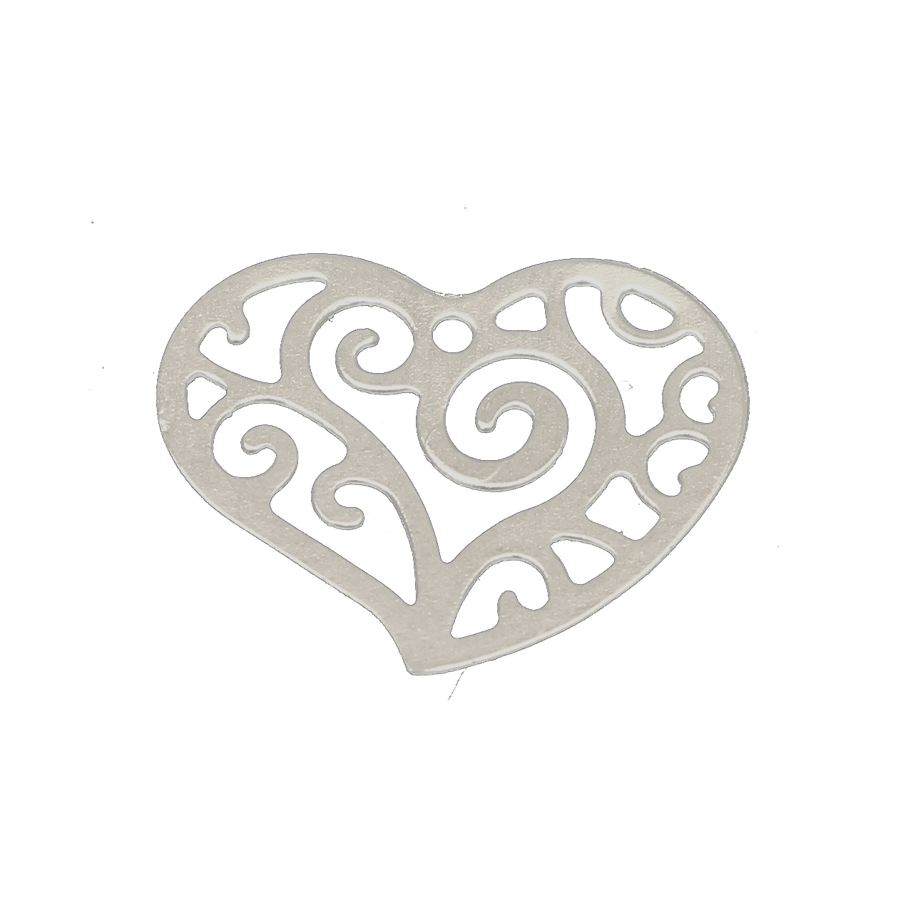 Ciondolo a forma di cuore, filigranato, 16x13 mm.