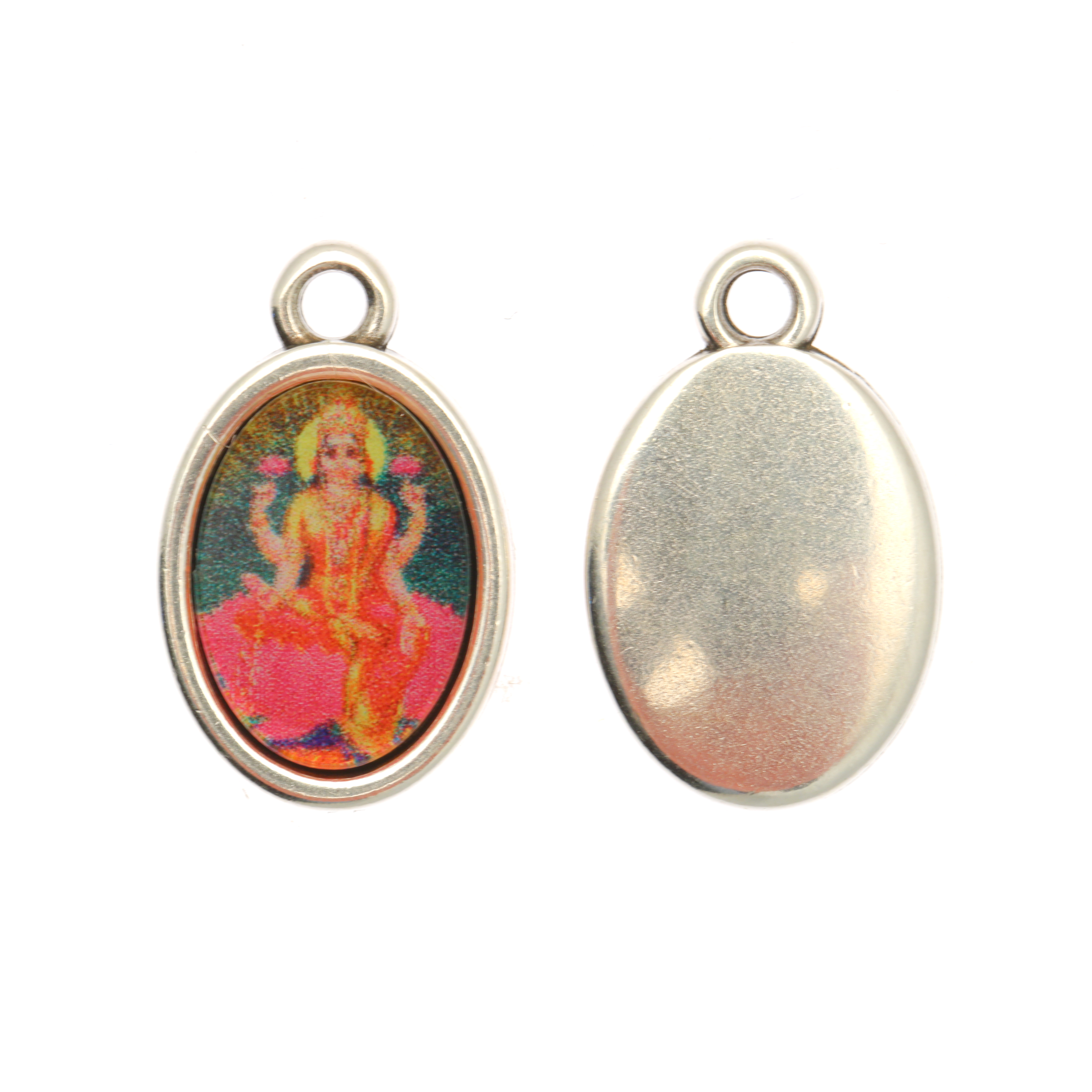 Ciondolo a forma di medaglia con Shiva, 13x20 mm., base Argento Anticato