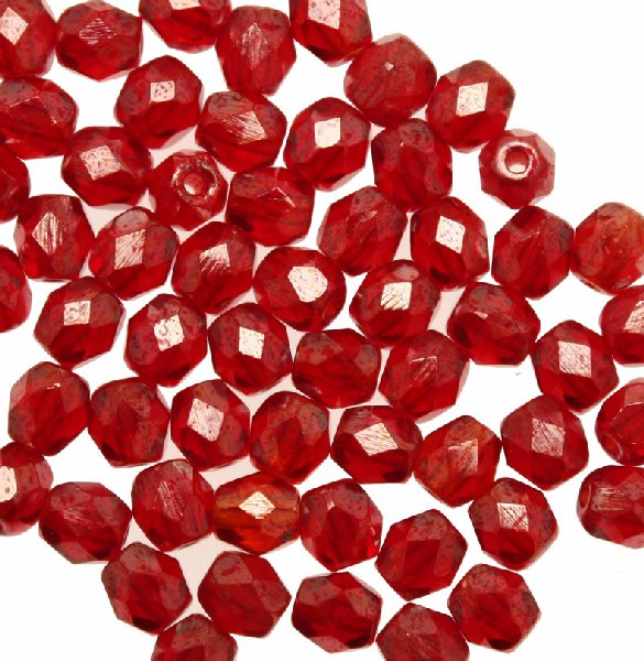 Mezzi cristalli da 4 mm. color Rosso listrato