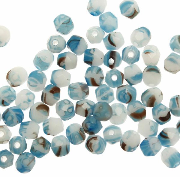 Mezzi cristalli da 4 mm. color Turchese striato in bianco e marrone