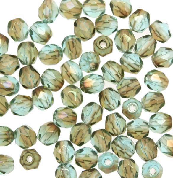 Mezzi cristalli da 4 mm. color Indicolite chiaro sfumato e bronzato