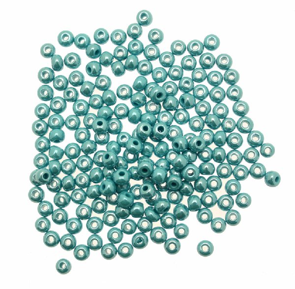 Conteria in vetro, dimensione 4,5x3mm., colore Acquamarina scuro perlato
