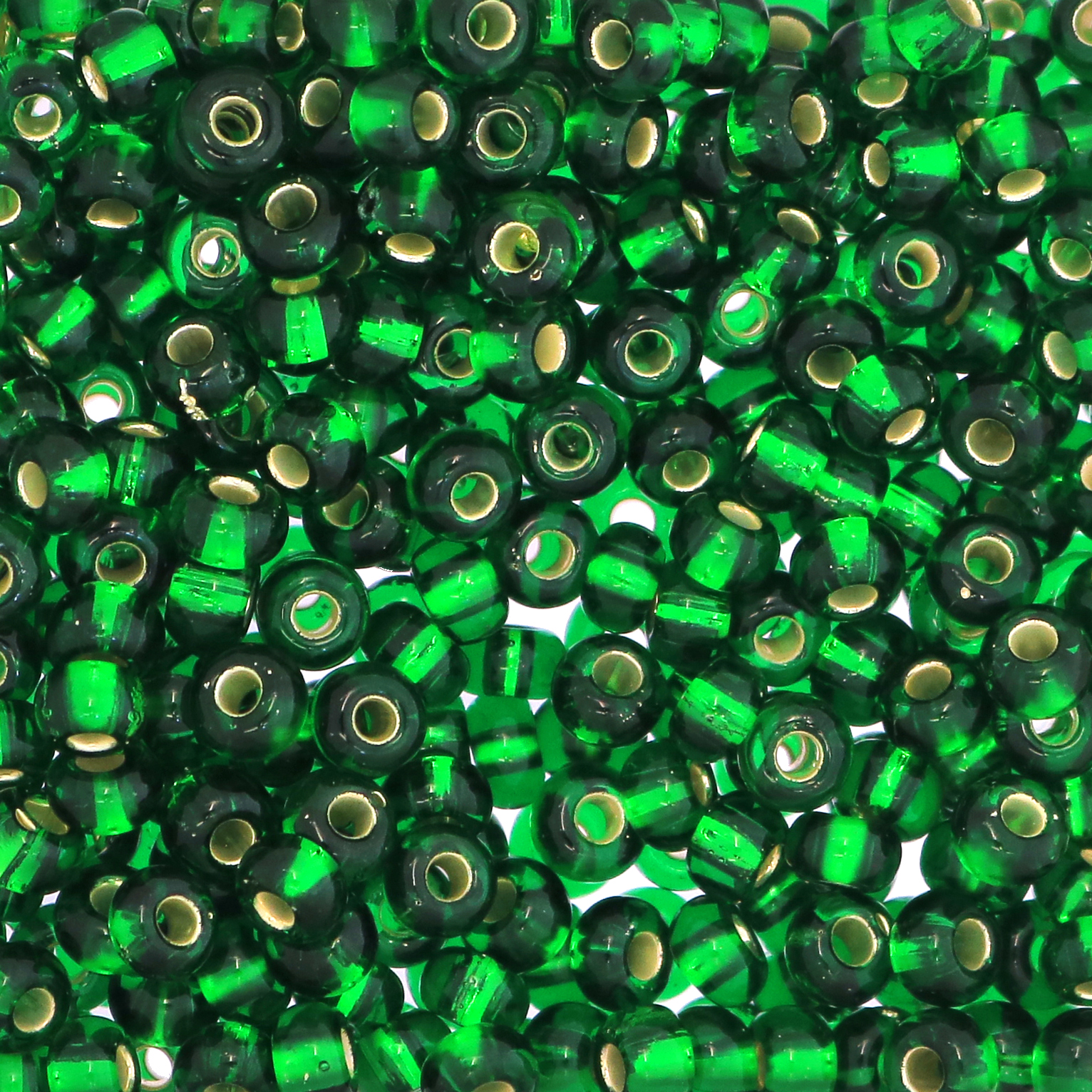 Conteria in vetro, dimensione variabile 4,5x3mm., colore Trasparente con Verde smeraldo