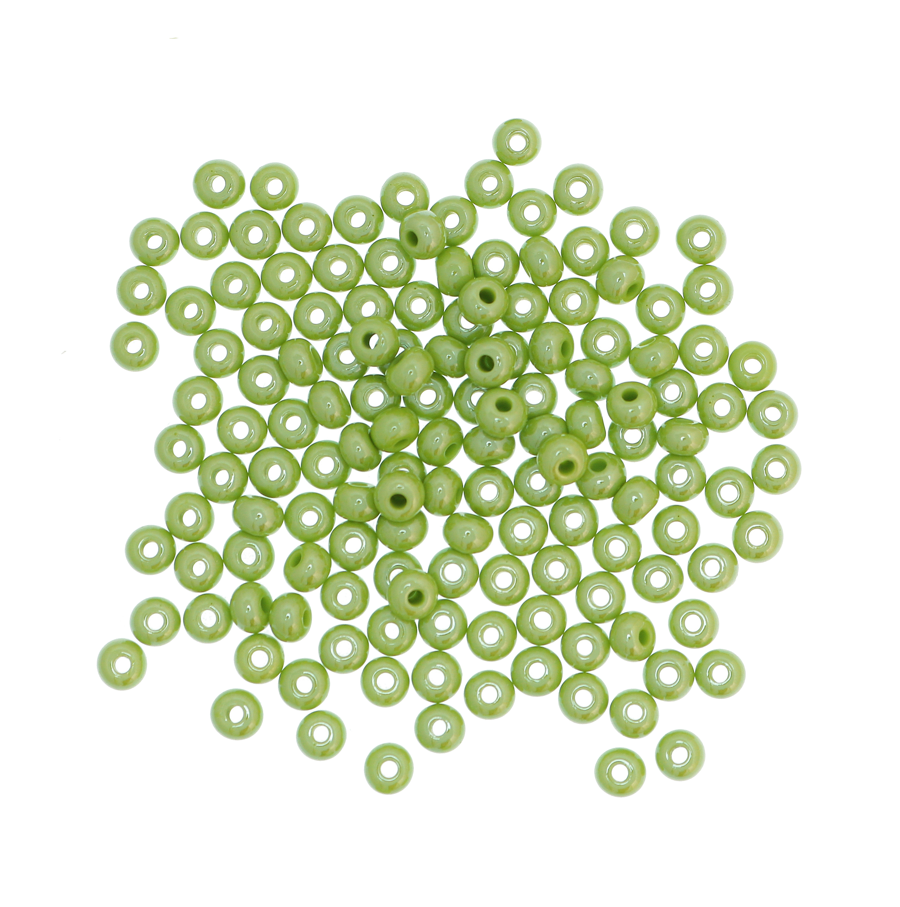 Conteria in vetro, dimensione 4,5x3mm., colore Verde Chiaro Perlato