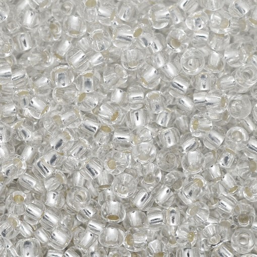Conteria in vetro, dimensione 4,5x3mm., colore Trasparente con Argento