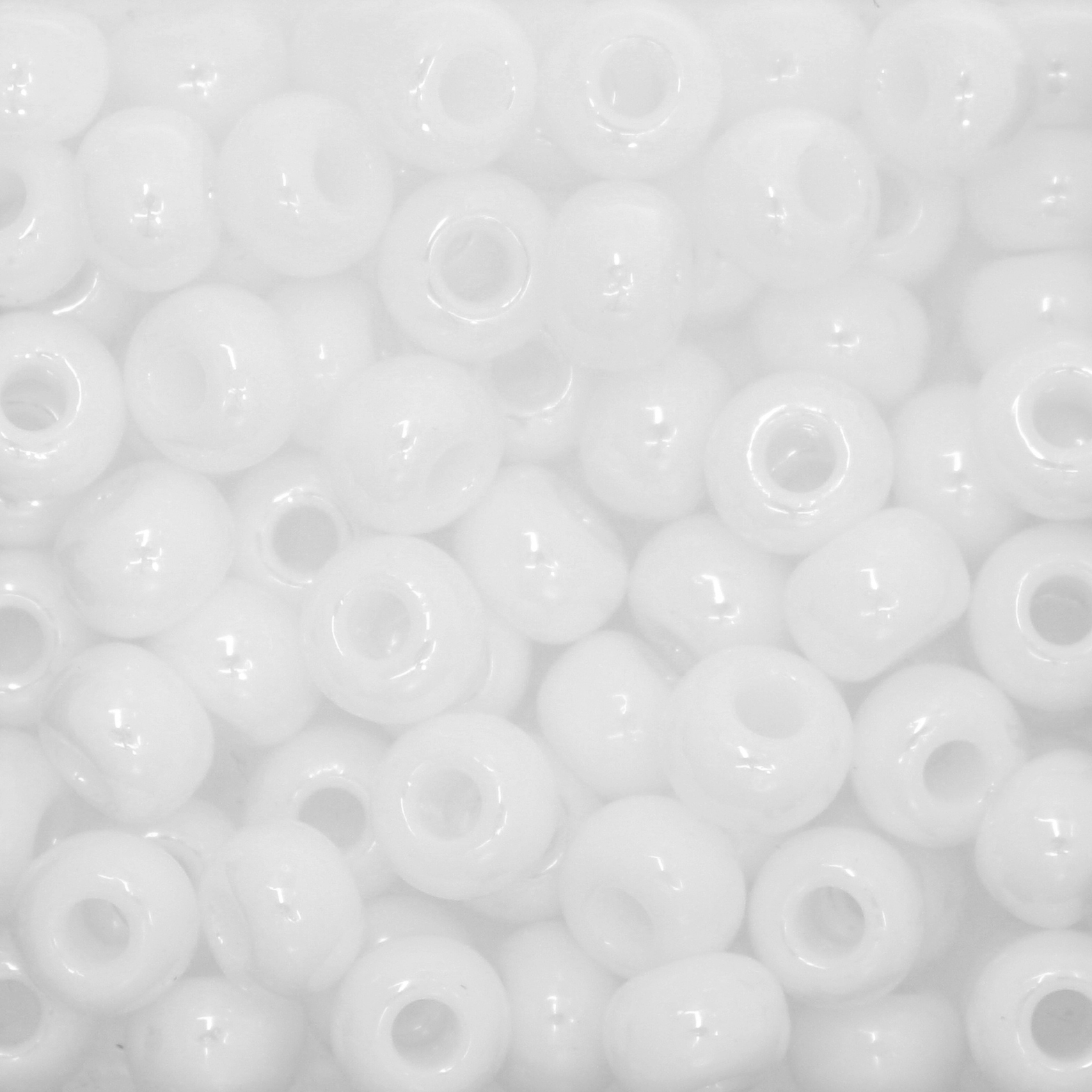 Conteria gigante in vetro, 8x5 mm., colore Bianco perlato